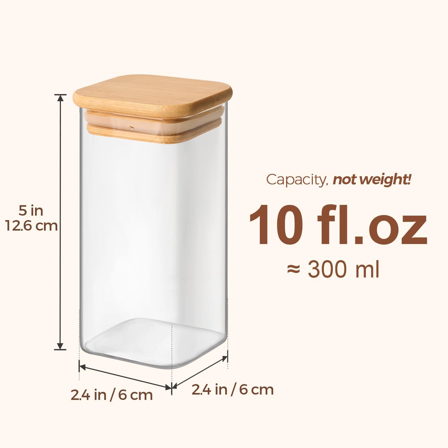 Square Glass Spice Jars Bamboo Lids