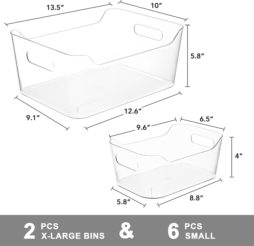 Clear Plastic Pantry Storage Organizer Bins
