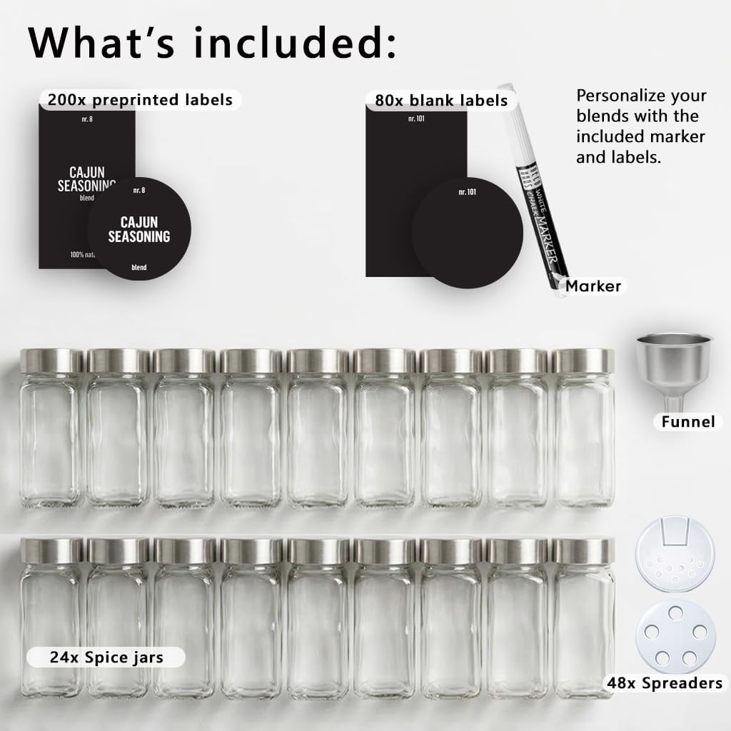 Glass Spice Jars With Printed Labels