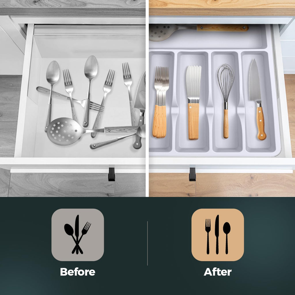 Non‑Slip Silicone Cutlery Drawer Organizer