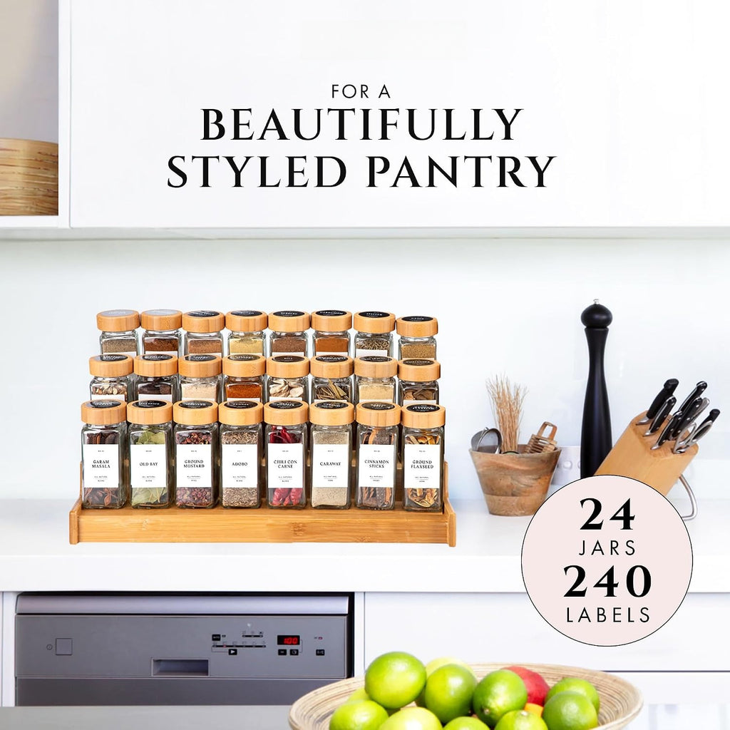 Glass Spice Jars With Bamboo Lids