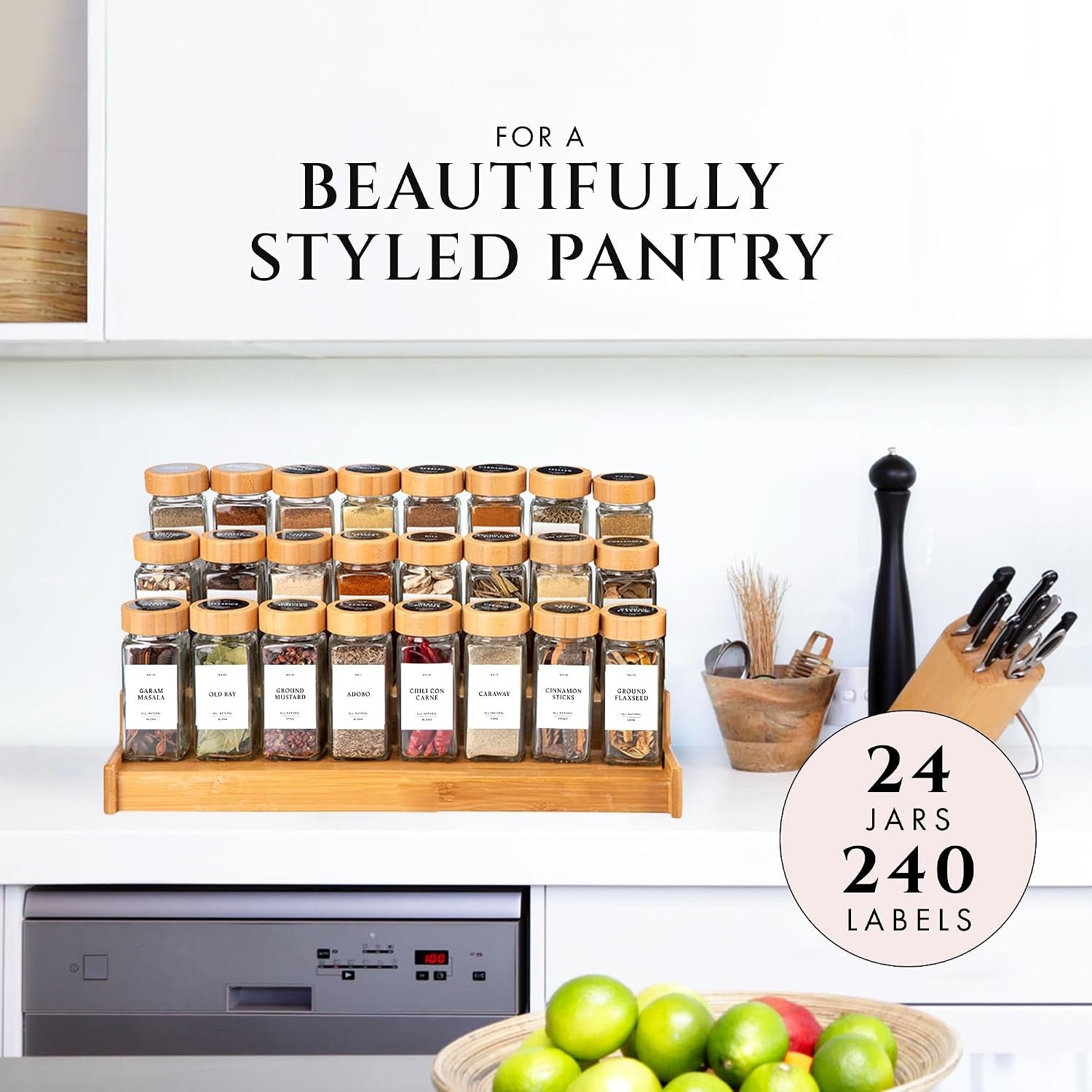 Glass Spice Jars With Bamboo Lids