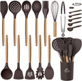 Silicone Utensils Set Wooden Handles