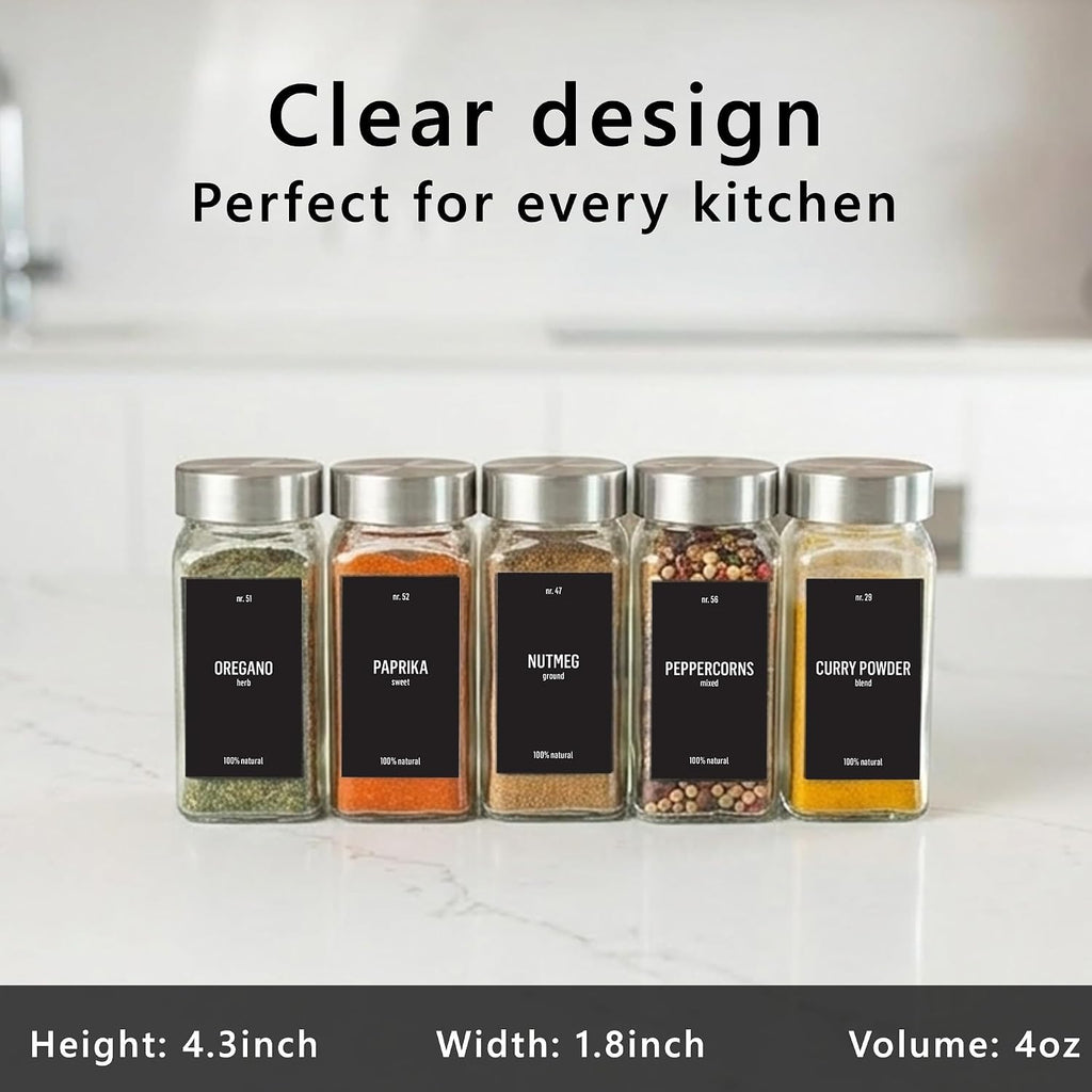 Glass Spice Jars With Printed Labels
