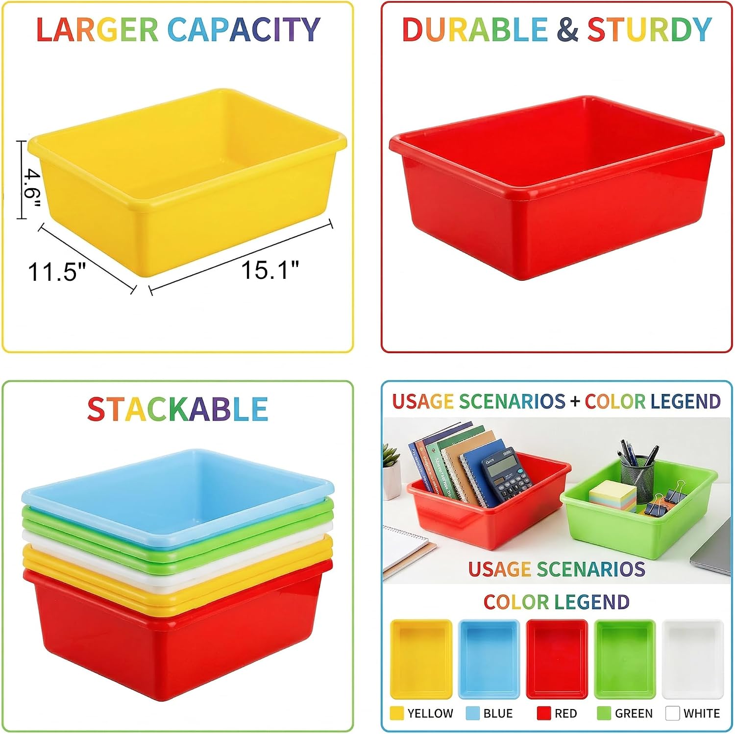 Large Stackable Plastic Storage Bins