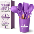 Purple Silicone Kitchen Utensils With Holder
