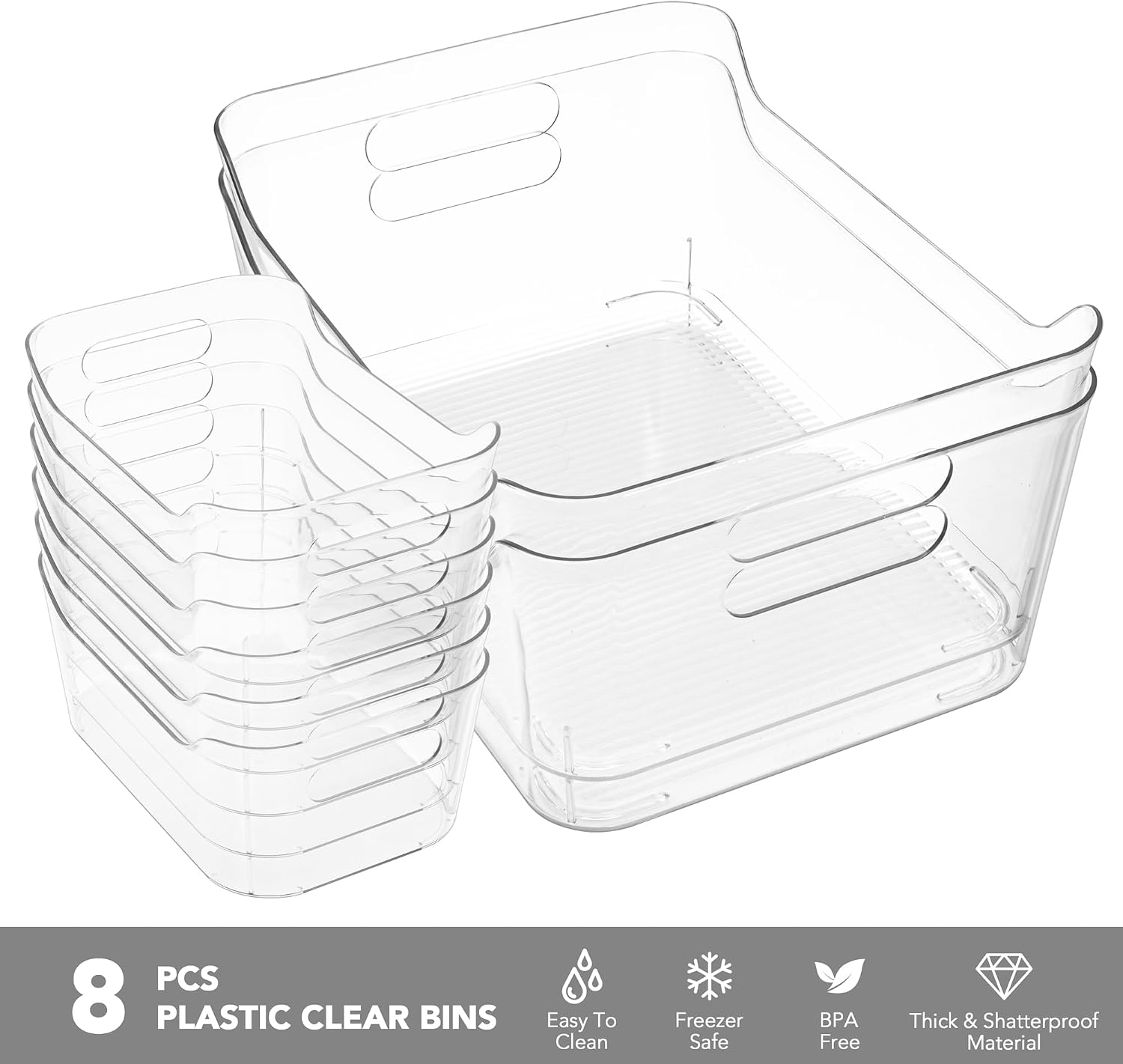 Clear Plastic Pantry Storage Organizer Bins
