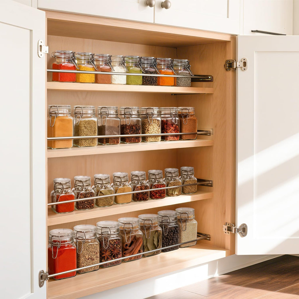 Square Glass Spice Jars with Labels
