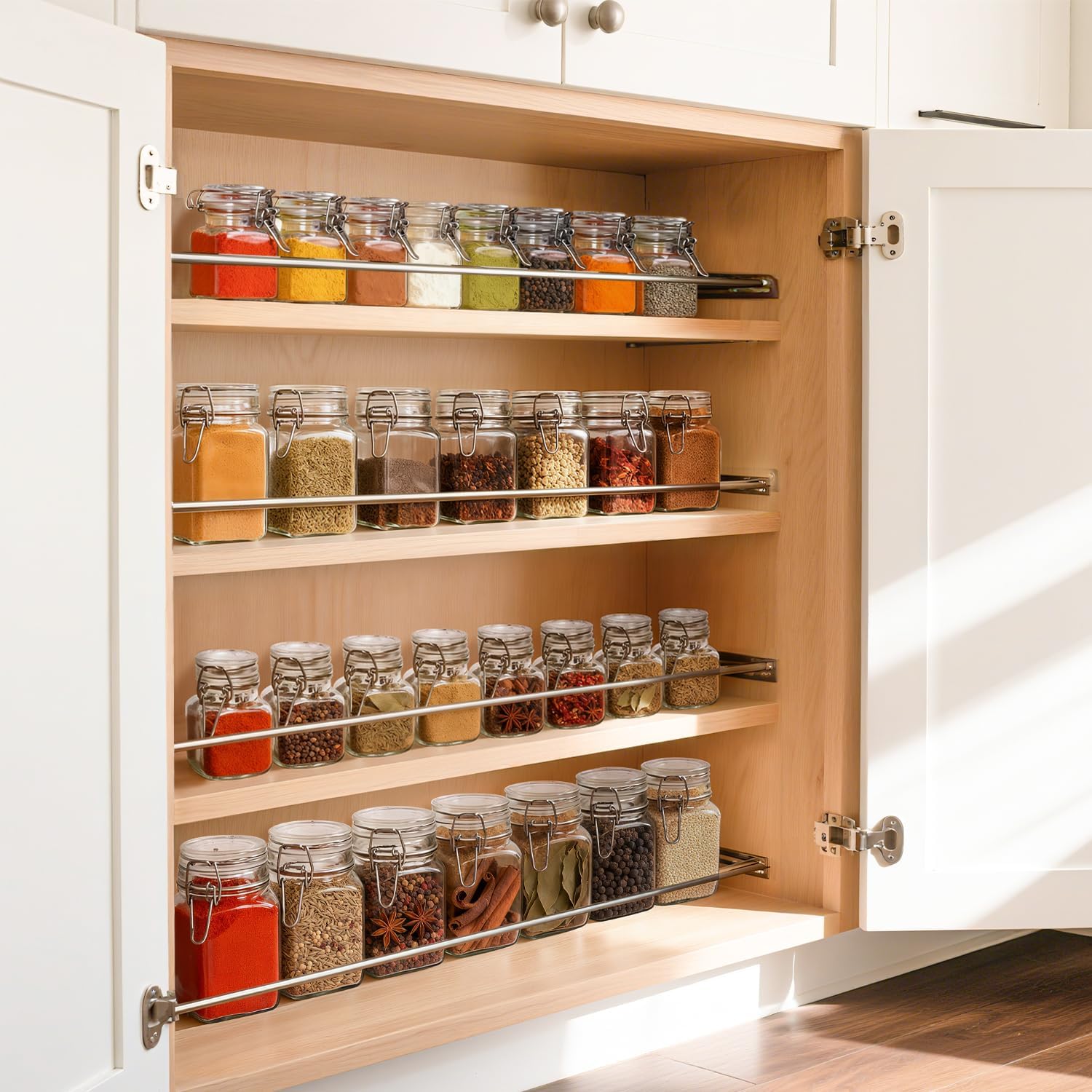 Square Glass Spice Jars with Labels
