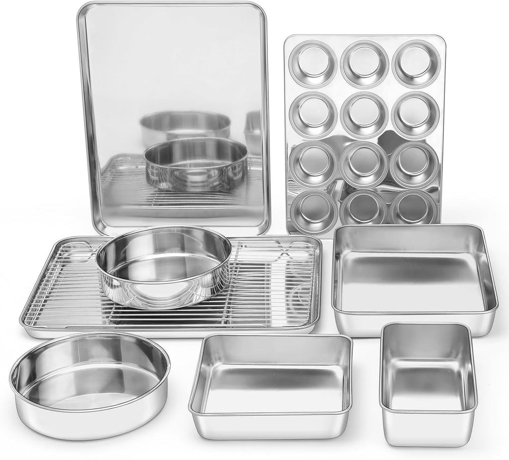 Stainless Steel Bakeware Set With Cooling Rack