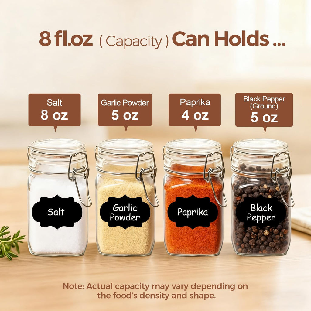 Square Glass Spice Jars with Labels