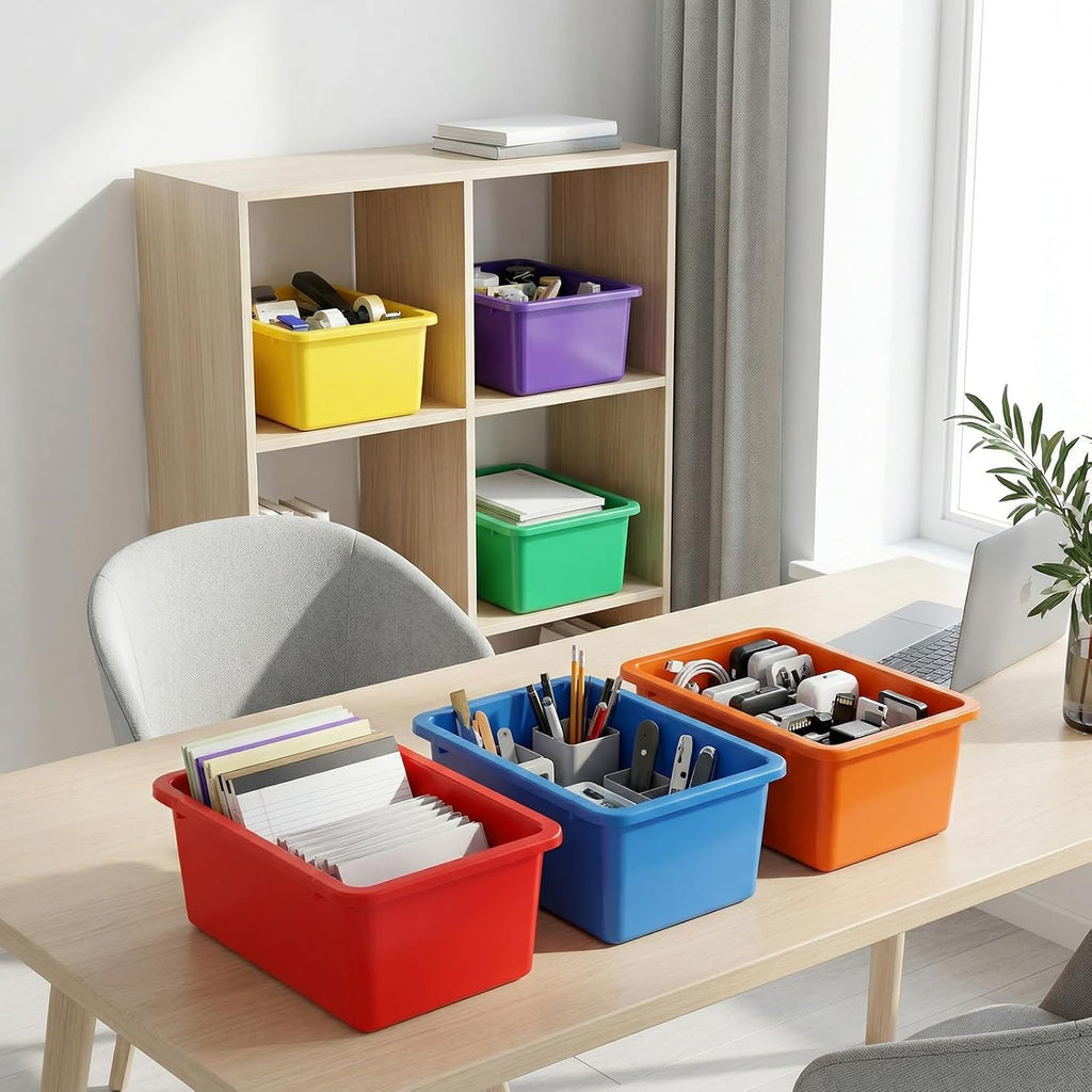 Stackable Plastic Cubby Storage Organizer Bins