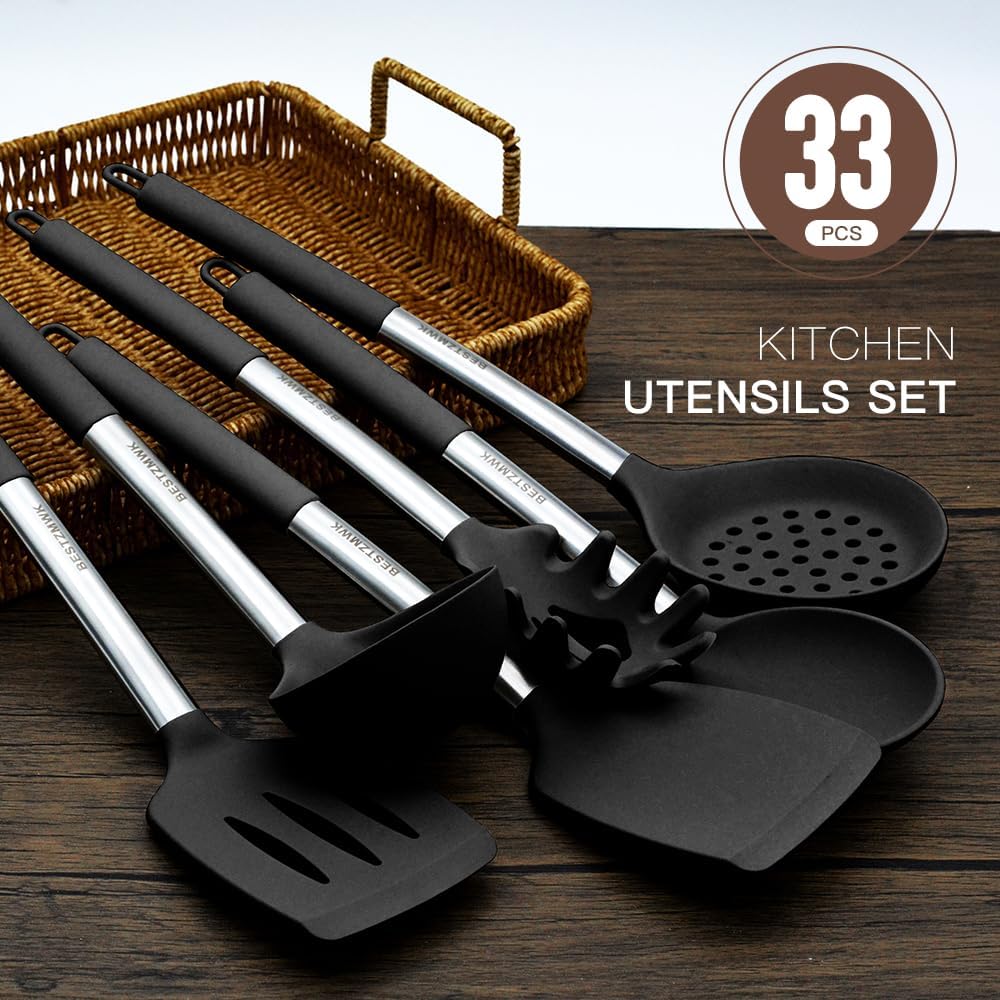 Silicone Kitchen Utensils Set With Holder