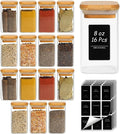 Square Glass Spice Jars Bamboo Lids