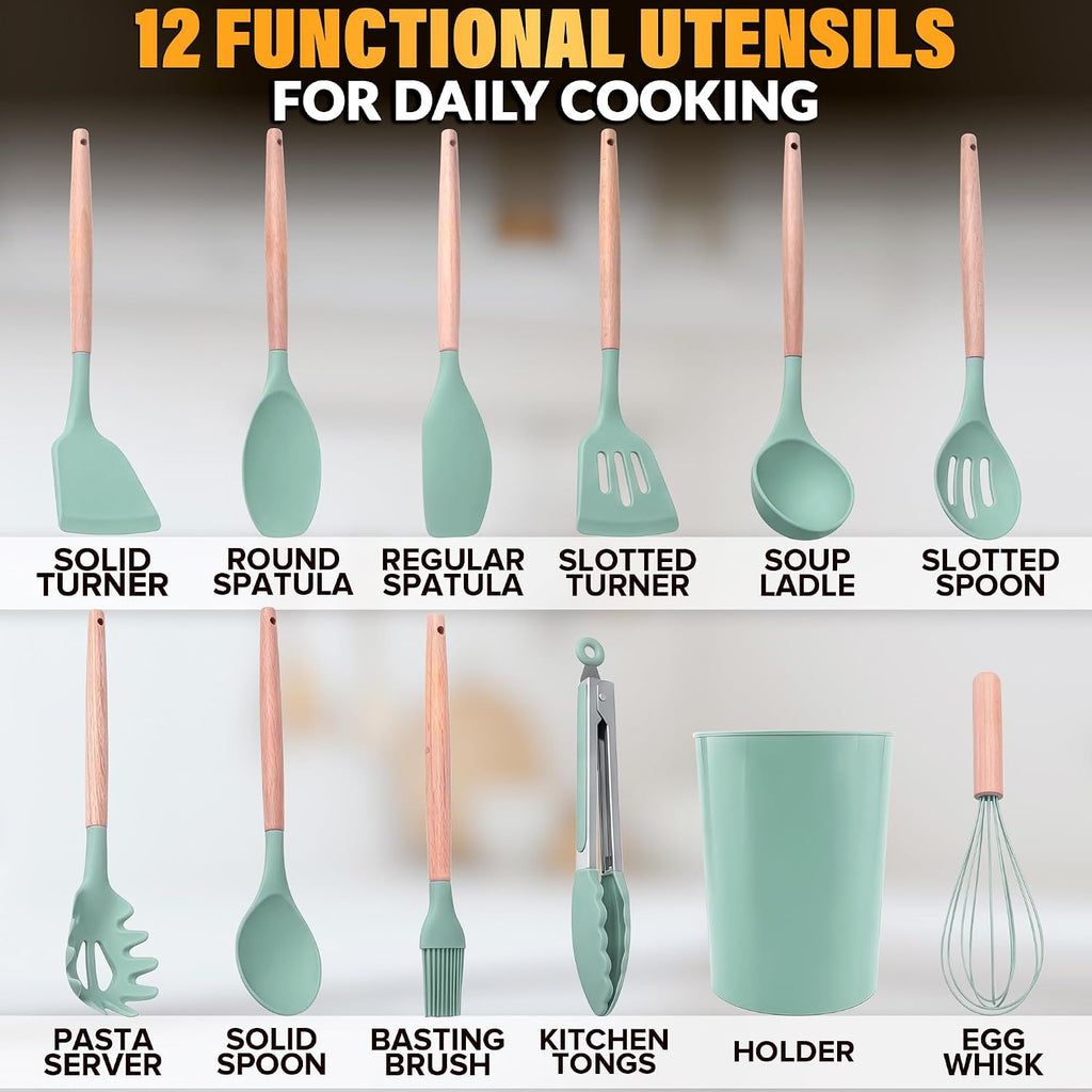 Silicone Kitchen Utensils Set With Holder