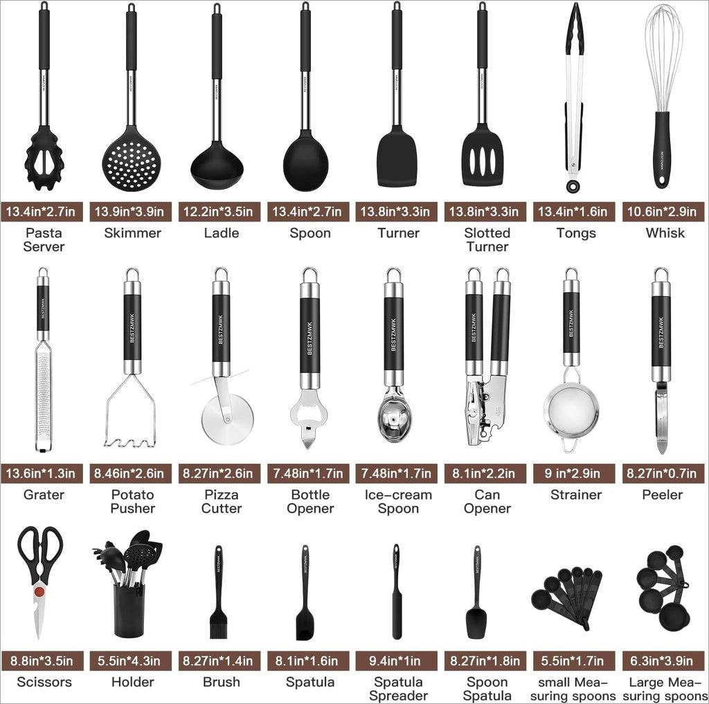 Silicone Kitchen Utensils Set With Holder