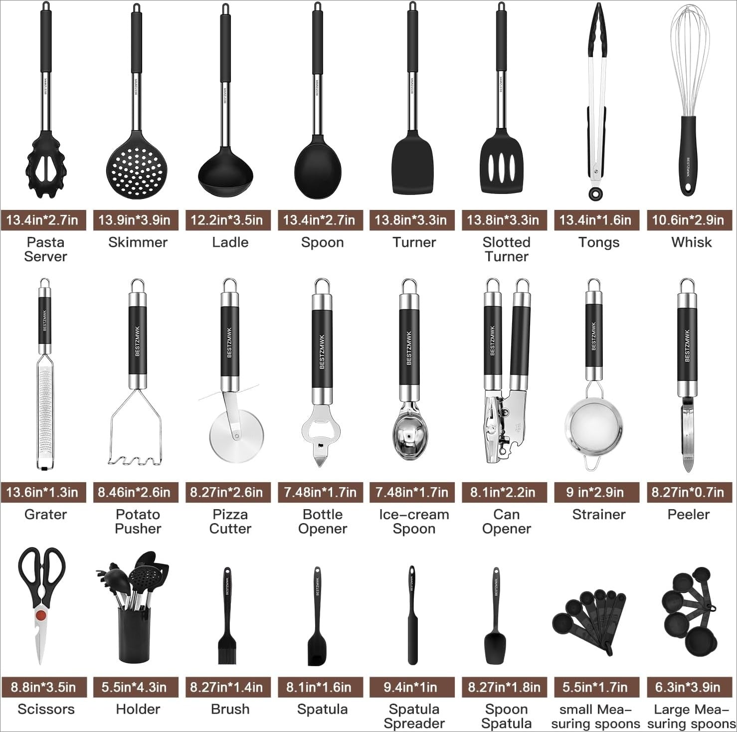 Silicone Kitchen Utensils Set With Holder
