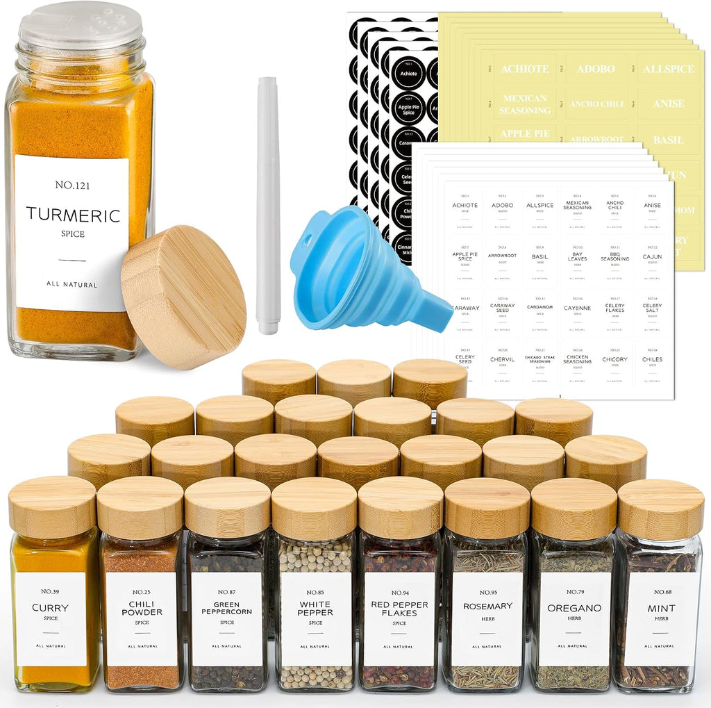 Glass Spice Jars With Bamboo Lids