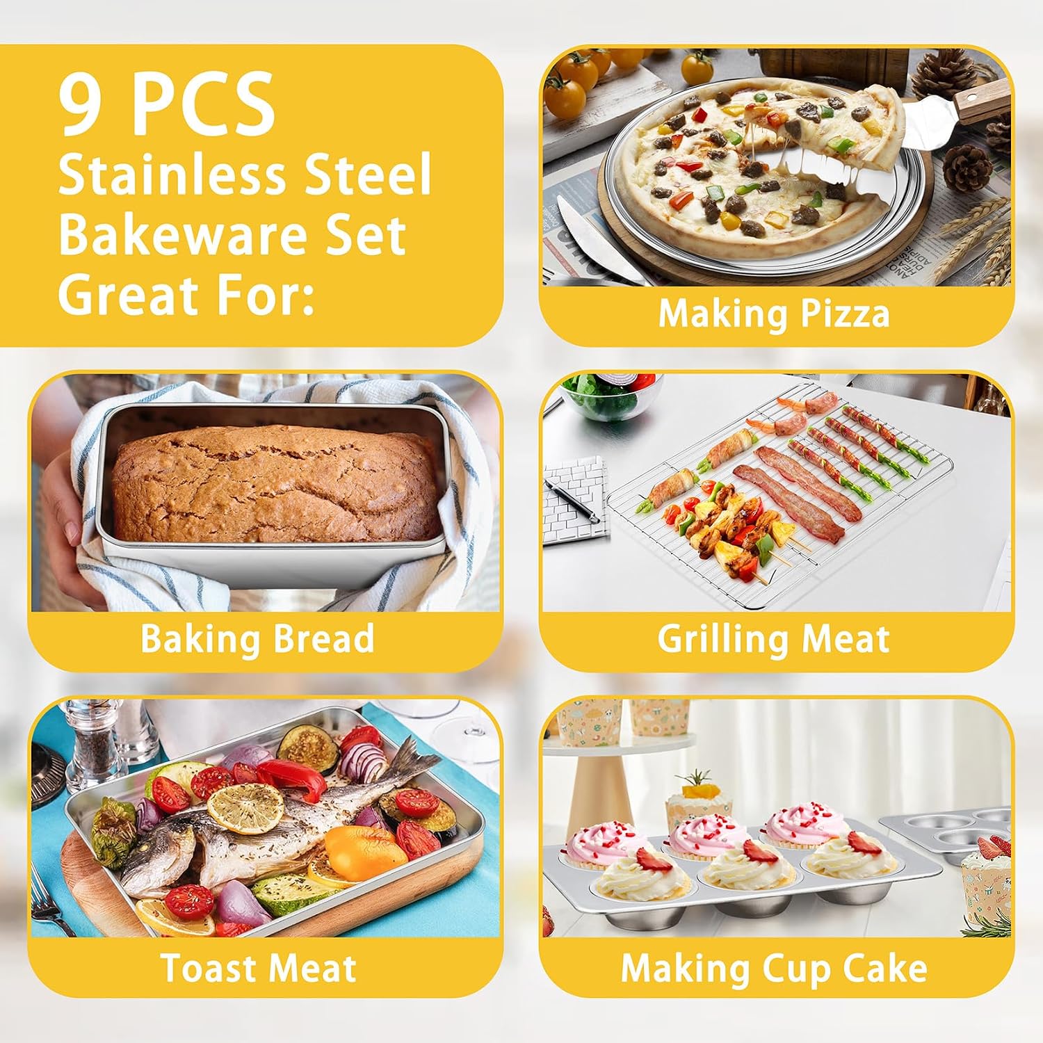 Stainless Steel Baking Pans Sheets Set