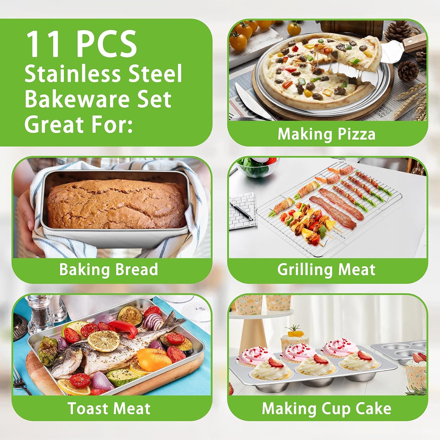Stainless Steel Oven Bakeware Sheet Set