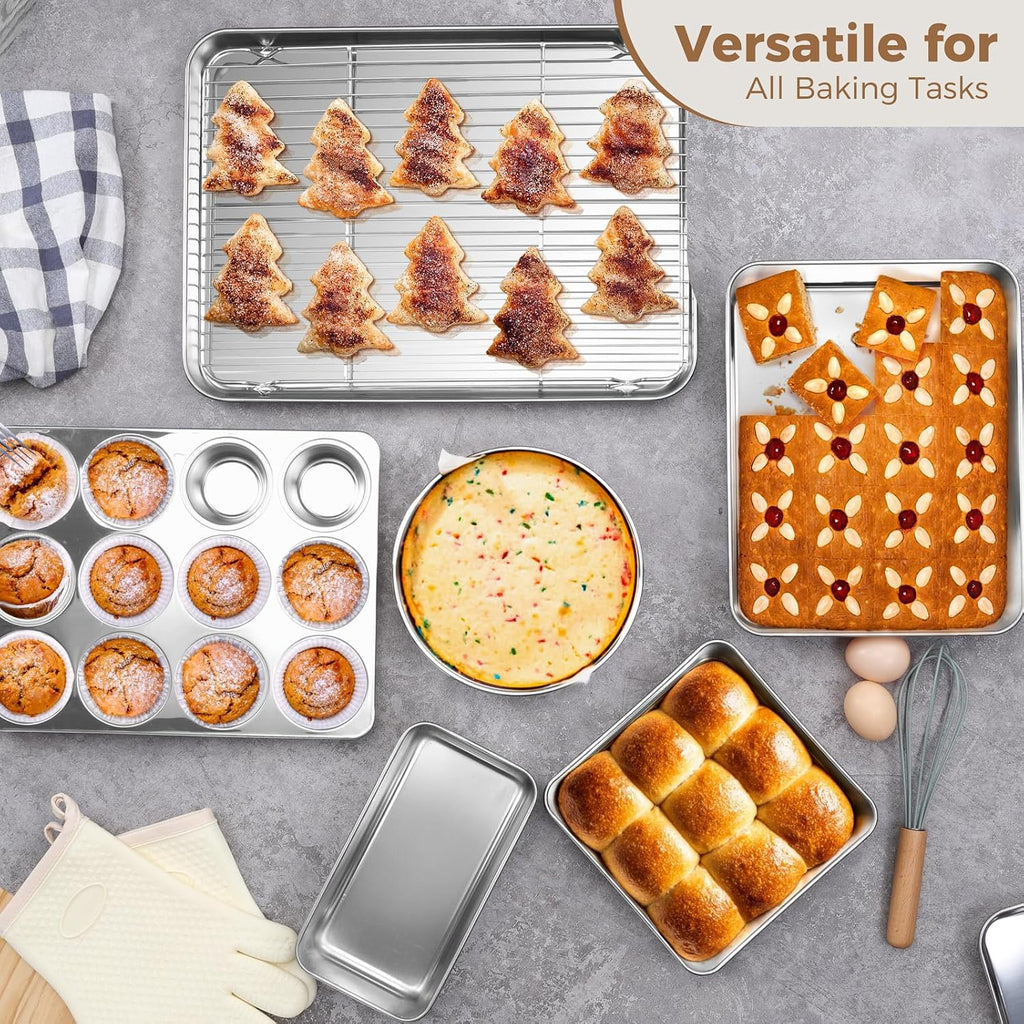 Stainless Steel Bakeware Set With Cooling Rack