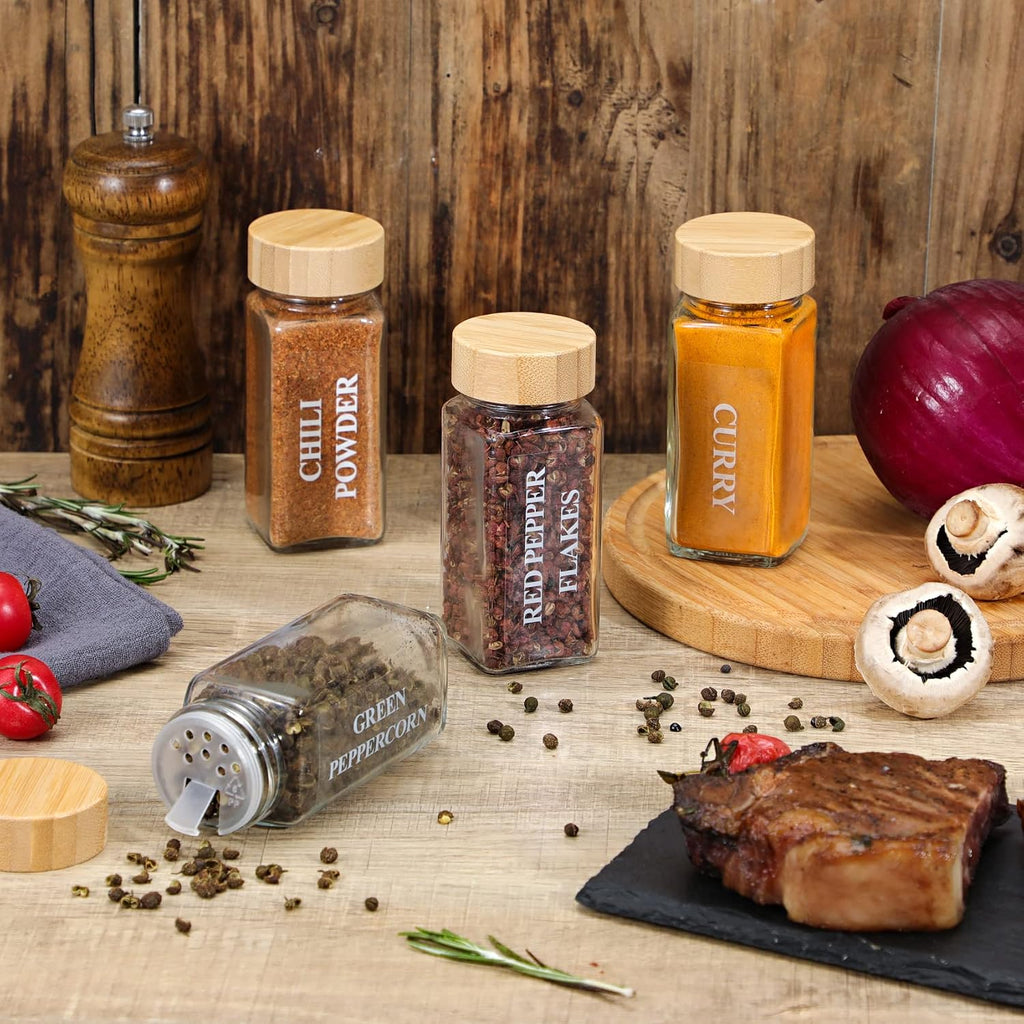 Glass Spice Jars With Bamboo Lids