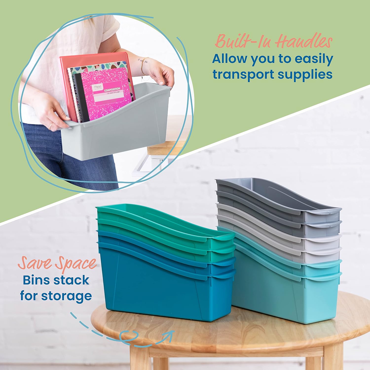 Multipurpose Plastic Book Storage Bins