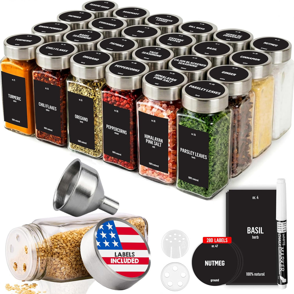 Glass Spice Jars With Printed Labels