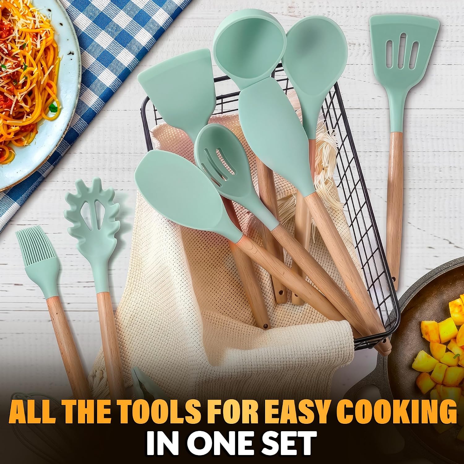 Silicone Kitchen Utensils Set With Holder