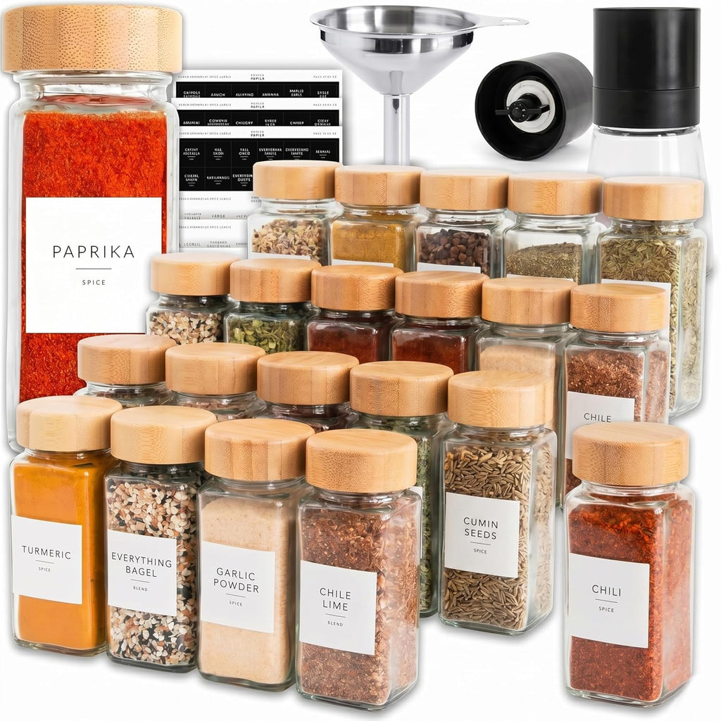 Glass Spice Jars with Bamboo Lids
