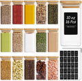 Square Glass Spice Jars Bamboo Lids
