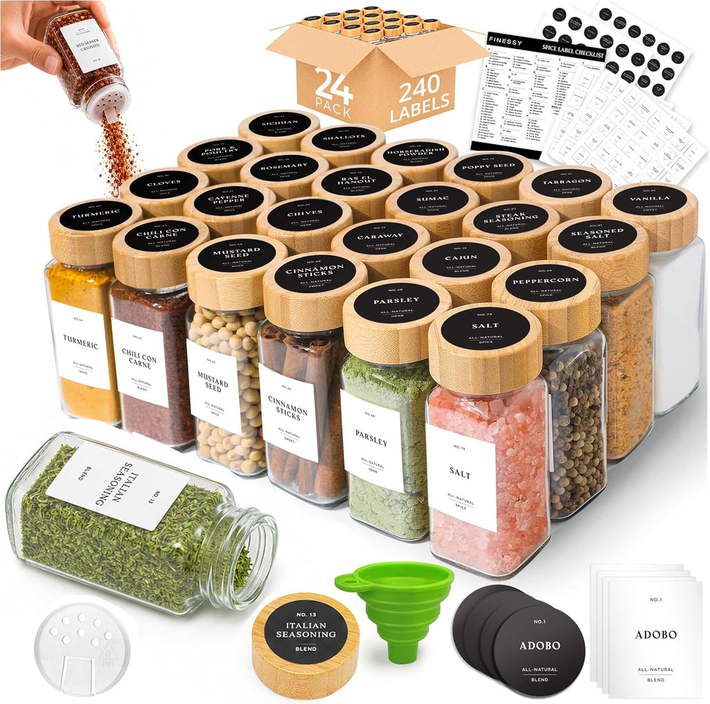 Glass Spice Jars With Bamboo Lids