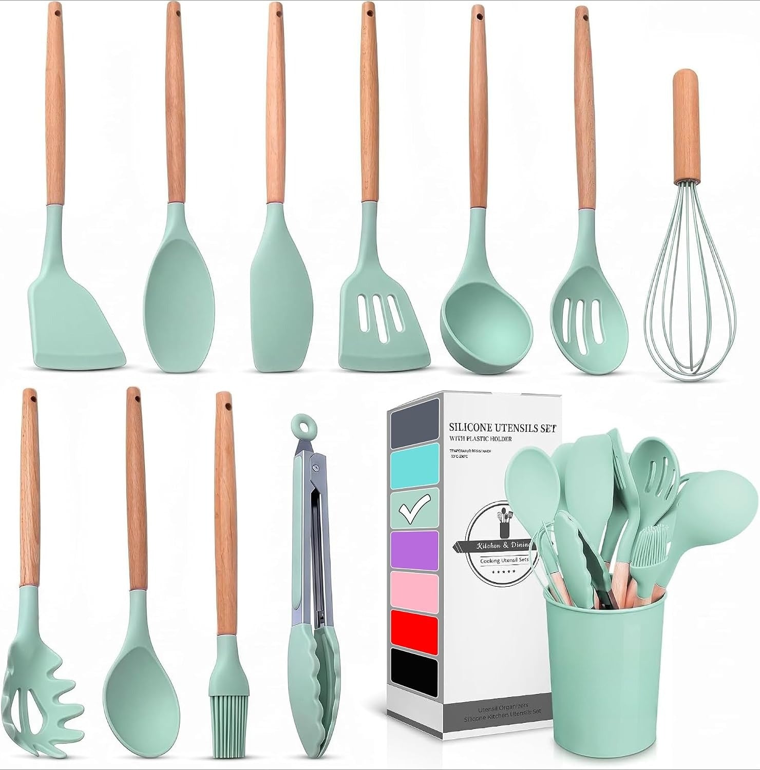 Silicone Kitchen Utensils Set With Holder