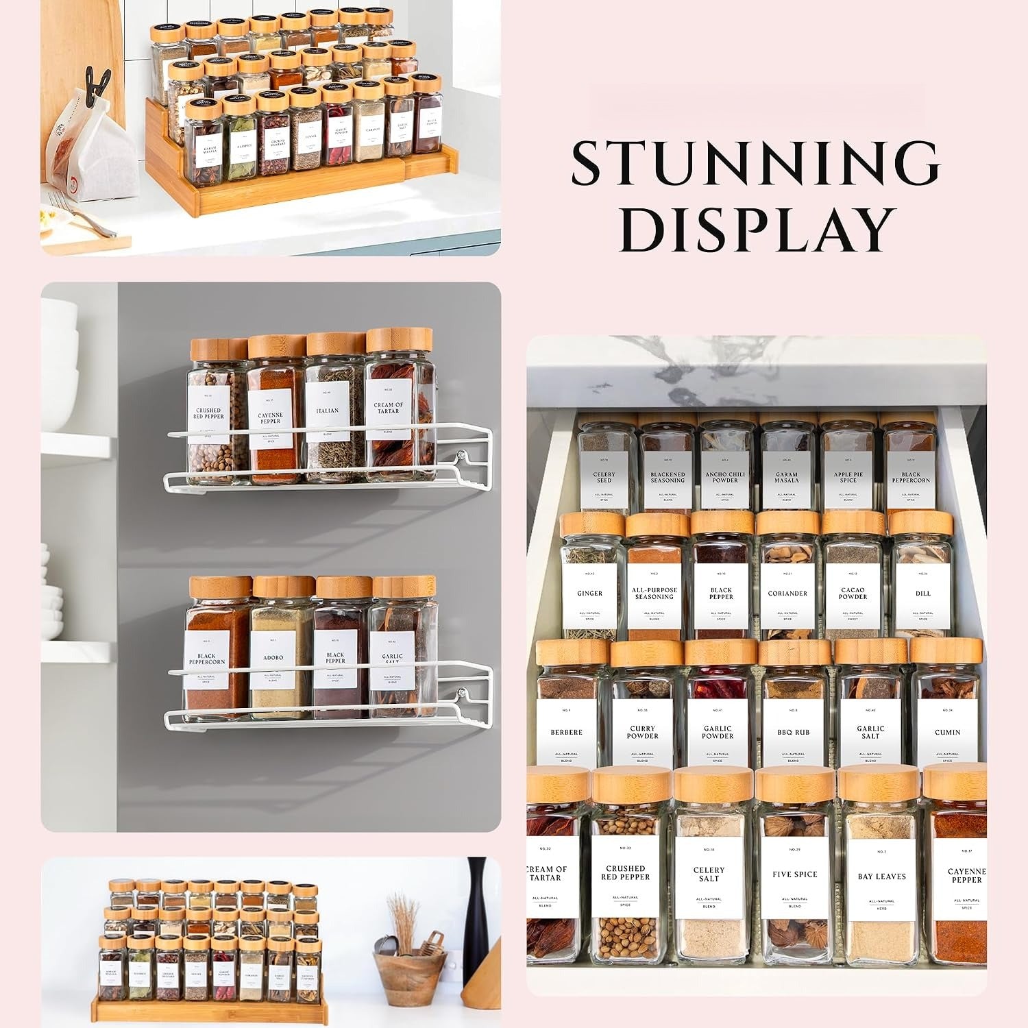 Glass Spice Jars With Bamboo Lids