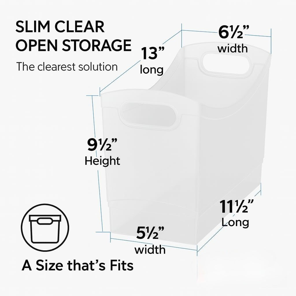 Clear Narrow Plastic Kitchen Storage Bins