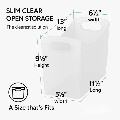 Clear Narrow Plastic Kitchen Storage Bins
